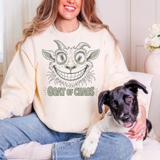 Goat of Chaos Grinning Cartoon Goat Sweatshirt picture