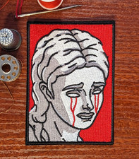 Bloody Tears on Ancient Stone Woman Statue Patch 3.75x2.75