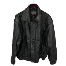 Vtg Maxam Jacket Mens 2XL Black Italian Mosaic Lambskin Genuine Leather Biker picture