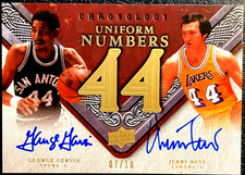 2007-08 UD Chronology Jerry West George Gervin Uniform Numbers Gold Autos #07/10 picture