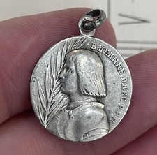 Antique French Sterling Silver Joan of Arc Religious Medal Pope Pius X c1910 picture