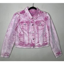 NWT Candace Cameron Bure Rose Quartz Denim Jacket Puff Shoulders Sz 6 Reg picture