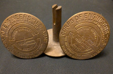 Vintage US Army Corps of Engineers Brass Survey Marker Unused NOS Paperweight picture