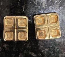 Vintage Robert Lee Morris Artwear 1980s Gold Tone Geometric Clip Earrings RARE picture