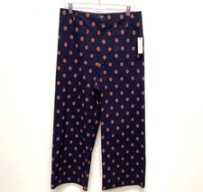 Maeve by Anthropologie The Colette Cropped Wide Leg Pants Navy Polka Dot 32 NWT picture