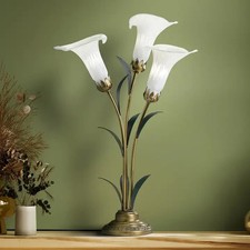 3-Light White Handblown Glass Calla Lily Table Lamp - 23.5