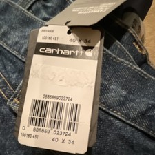 Carhartt Men's FR Relaxed Fit Straight Leg Dark Wash Blue Denim Lined Jeans picture