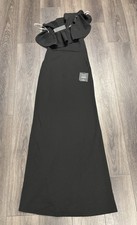Lulus One Shoulder Ruffle Maxi Dress Black Formal Gown Slit Size S NEW picture