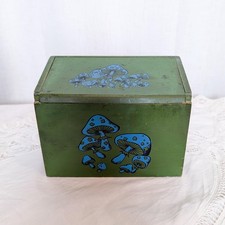 HTF Vintage Mushroom 1970s Recipe Box Counterpoint Green and Blue picture