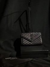 Saint Laurent YSL Quilted Chevron Envelope Shoulder Bag black, black Chain Strap picture