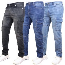 Men's Stretch Cargo Pocket Jeans (Sizes- 30-42) Brand New With  picture