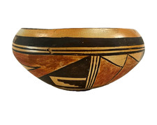 Vintage Native American Hopi Bowl Geometric Pottery Polychrome Pueblo 6” Bowl picture