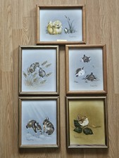 Lot Of 5 Vtg Peggy Harris Original Oil Paintings Signed 1984 8x10 Cottagecore  picture