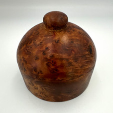 Round Burl Wood Trinket Box with Lid 3” Jewelry Keepsake Box picture