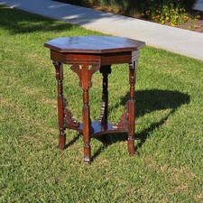 Late Victorian Chinoiserie Octagonal Parlour Table Carved Dragon Motifs (As-Is) picture