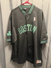 Vintage Nike Boston Celtics NBA Snap Front Shooting Shirt XXL Black picture