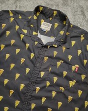 RSVLTS The Roosevelts Pizza Slices Button Up Shirt Mens Sz 2XL XXL Black RARE picture