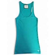 Y2K Vintage Abercrombie & Fitch Women's Teal Ribbed Tank Top Size L picture