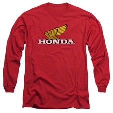 Honda Vintage Distressed Yellow Wing Logo Long Sleeve T-Shirt Licensed S-3XL Tee picture