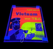 Original Vintage Vietnam Brisk Tea Acapulco Gold 23”x26.5” Blacklight Poster picture