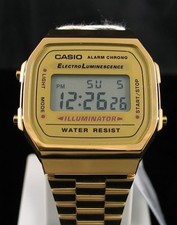 New MEN'S GOLD TONE STAINLESS STEEL DIGITAL WATCH A168WG -USA picture