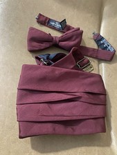 Vintage Valentino Cravatte Burgundy Silk Wool Cummerbund & Bow picture