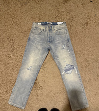 PacSun Women’s Light Wash Blue Distressed Denim Jeans Straight Loose Fit 29x28 picture