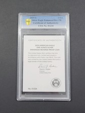 RARE Sequential - 2019 S ENHANCED REVERSE PROOF COA ONLY, Graded CERTICATE PCGS picture