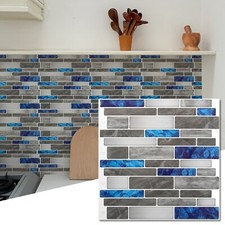 Art3d 10 Pack Self-adhesive Wall Tile Backsplash Tiles, Blue-gray Marble picture