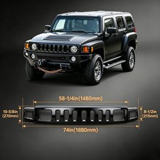 For 2006 2007 2008 2009 2010 Hummer H3 H3T Front Bumper Upper Grille Gloss Black picture