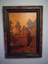 Early 19th C Alsace France Fruit wood Marquetry Inlaid Painting. Signed Spindler picture