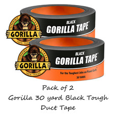 Gorilla 1.88 x 30 yard Black Tough Duct Tape Single Roll (2 Pack) picture