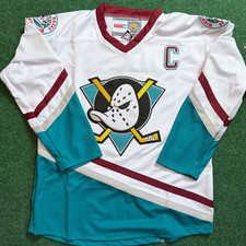 Paul Kariya Anaheim Mighty Ducks CCM Throwback White Jersey Men's Sizes picture