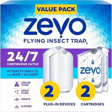 Zevo Flying Insect Trap Starter Kit - 2 Plug-in Bases + 2 Refill Cartridges-UV picture