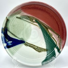 Signed Greg Wooten Indian River Pottery Studio Art Stoneware Platter 1998 13.75” picture