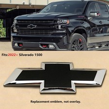 OEM 2022+ Front Grille Bowtie Emblem fits Chevrolet Silverado 1500 Chrome Black picture