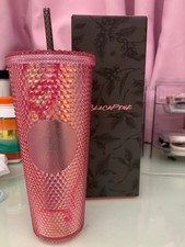 New Starbucks Studded Cold Drink Cup Black & Pink with Box 24oz Rhinestone Mug picture