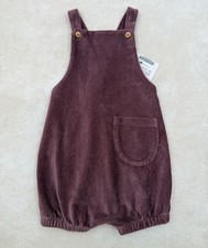 NWT ZARA Plum Ribbed Velour Bubble Overalls Size 9-12 Months picture