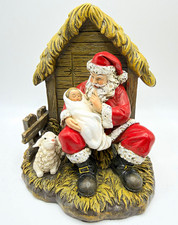 Roman Santa Claus Holding Jesus & Lamb Christmas Figurine Hand Painted 7 in 2020 picture