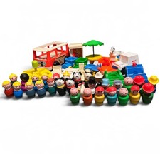Vintage Fisher Price Little People Lot 48 Piece Figures Animals Cars Accessories picture