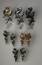 Vintage Mythical Flying Dragon - 3 Pins / Brooch’s & 3 Pairs Earrings picture
