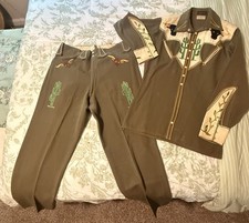 1940s 50s Sam A Formann Kids Western Suit Shirt Pants Embroidered Cowboy Rare picture