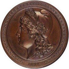 1892-CHICAGO Columbian Expo Liberty Head High Relief-Bronze-MS 64 BN-50.5mm-E-51 picture