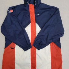 Mens Vtg 1980s Nike Red White Blue Color Block Lined Windbreaker Jacket Size L picture