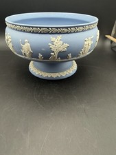 Vintage Wedgwood Jasperware Blue Imperial Footed Bowl 8