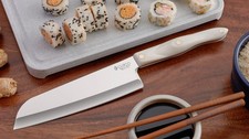 Cutco 1766 KL 7 in Santoku Cleaver Straight Edge Stainless Steel White Handle picture