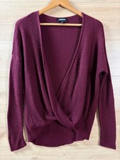 Express Women's Burgundy Wine Twist-Front Knit Layering Sweater XS picture