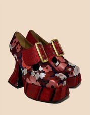 Fluevog RARE Jacquard Red Gilded Original Iconic Munster Shoes Size 7/ 37 picture