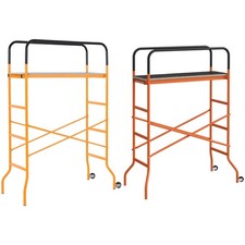 HOMCOM 4-Step Steel Steel Scaffold 2 Wheels Platform Anti-Skid Film picture