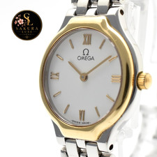 【NEAR MINT 】OMEGA De Ville Symbol Ladies Quartz Two Tone Gold Bezel White Dial picture